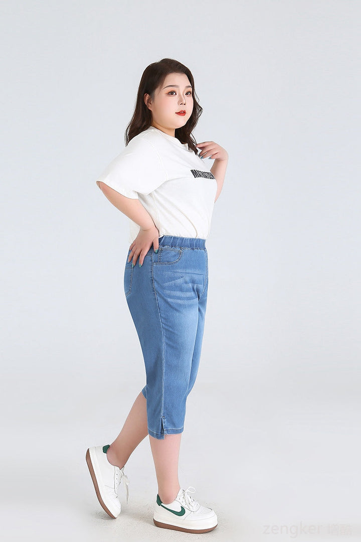 Stay Cool in Plus-Size High-Waisted Summer Shorts!-Sky Blue-2XL-State of Style