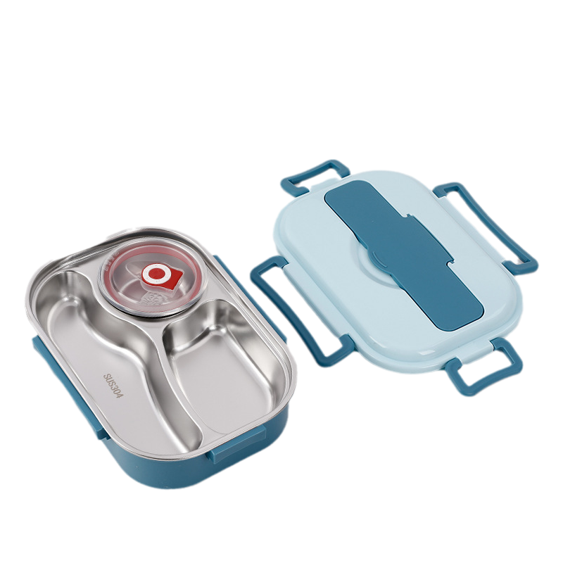 SteelLunch Stainless Steel Thermal Lunchbox-Blue-3 Compartments with Soup Bowl-State of Style
