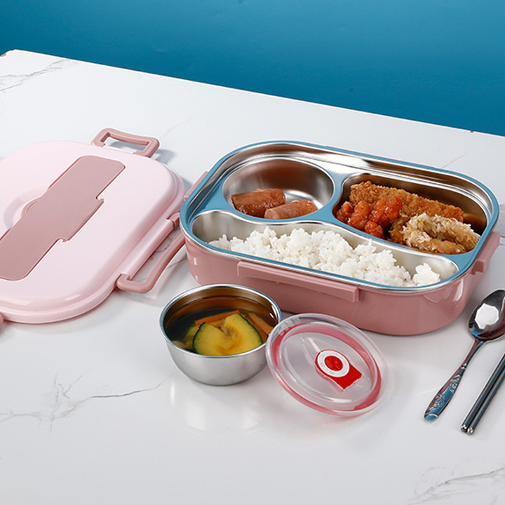 SteelLunch Stainless Steel Thermal Lunchbox-Yellow-3 Compartments with Soup Bowl-State of Style