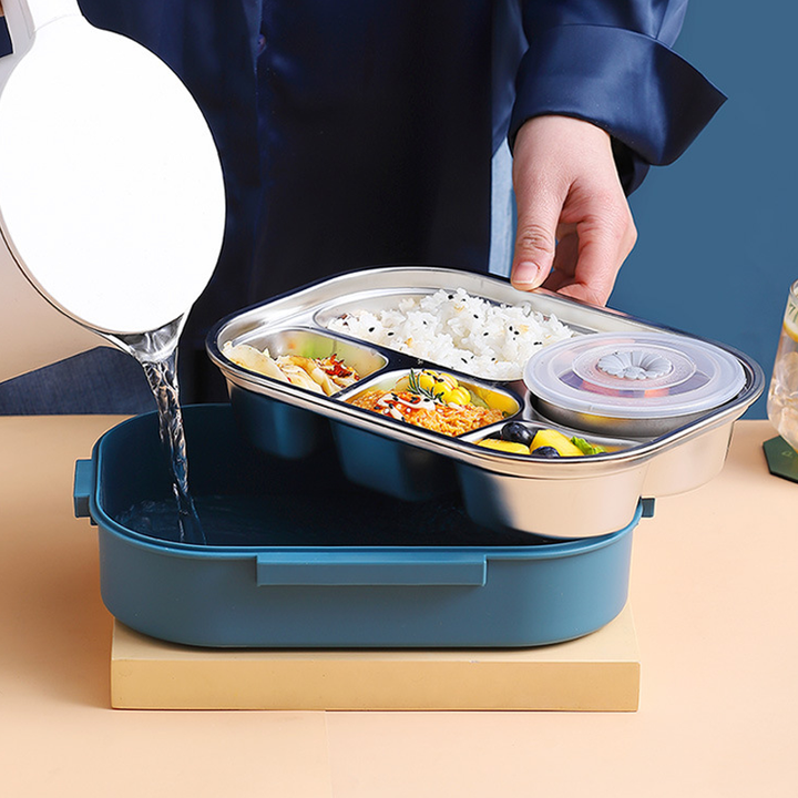 SteelLunch Stainless Steel Thermal Lunchbox-Yellow-3 Compartments with Soup Bowl-State of Style