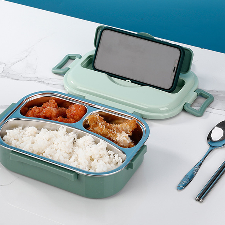 SteelLunch Stainless Steel Thermal Lunchbox-Yellow-3 Compartments with Soup Bowl-State of Style