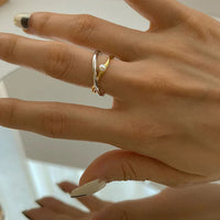 Sterling Silver Cross Ring with Pearl - Alina-State of Style