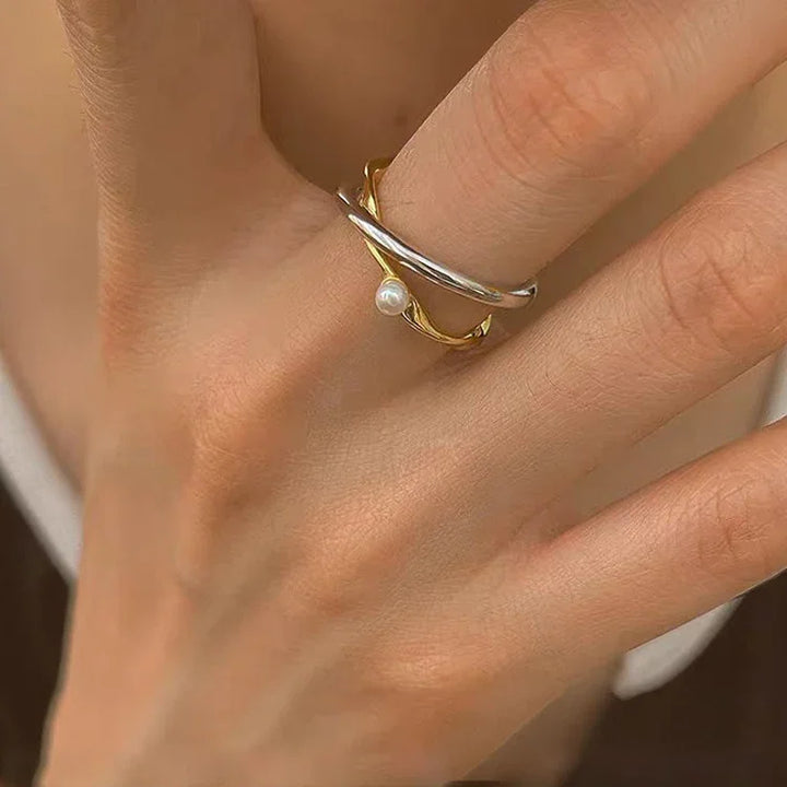 Sterling Silver Cross Ring with Pearl - Alina-State of Style
