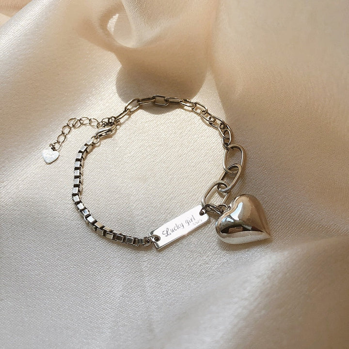 Sterling Silver Heart Charm Bracelet – Elegant & Timeless-State of Style