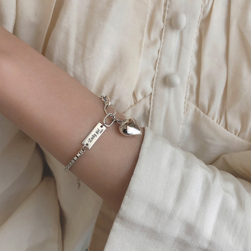 Sterling Silver Heart Charm Bracelet – Elegant & Timeless-State of Style