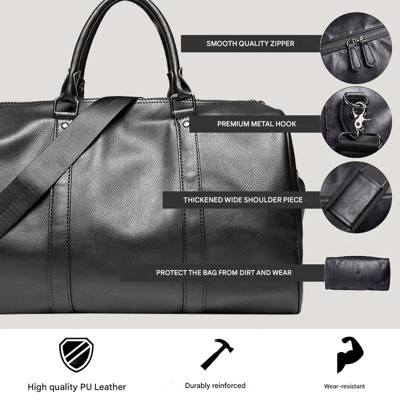 Large-Capacity Leather Travel Duffel – Lightweight & Durable Carry-On Bag