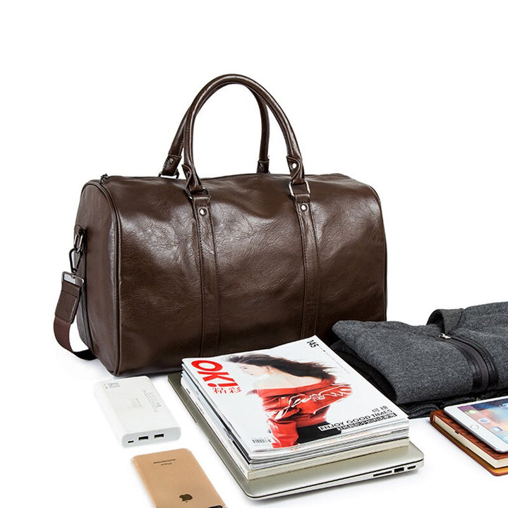 Large-Capacity Leather Travel Duffel – Lightweight & Durable Carry-On Bag