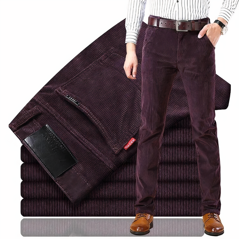 Straight-Cut Corduroy Jeans - Victor-Burgundy-28-State of Style