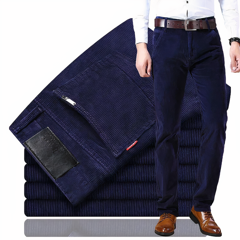 Straight-Cut Corduroy Jeans - Victor-Navy-28-State of Style