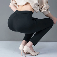Straight Ladies' Trousers with Elastic High Waist - Sophia-Black-M-State of Style