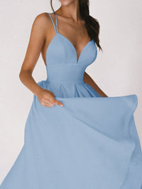 Strappy V-neck Dress - Noa-Blue-S-State of Style
