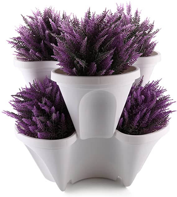 StrawberryStack Space-Saving Stackable Planters-White-State of Style