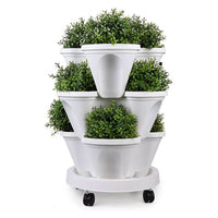 StrawberryStack Space-Saving Stackable Planters-White-State of Style