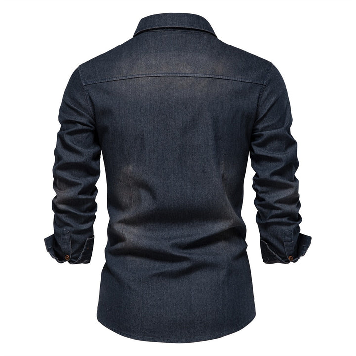 Stretch Cotton Denim Shirt - Logan-Black-S-State of Style