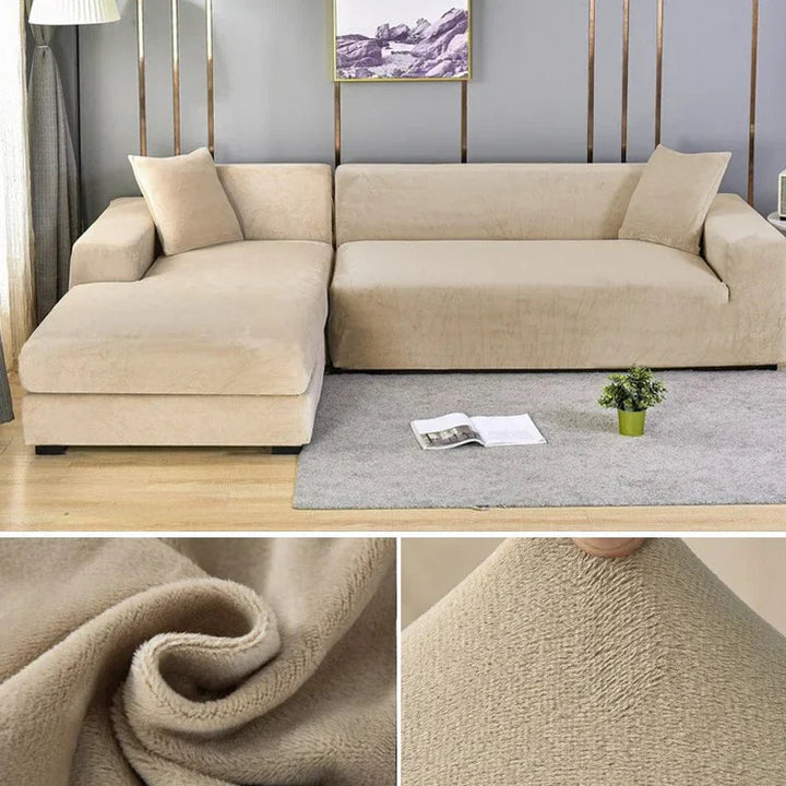 Stretch Velvet Sofa Cover with Luxury Finish - Sofina-Beige-1 Zit (90-140CM)-State of Style