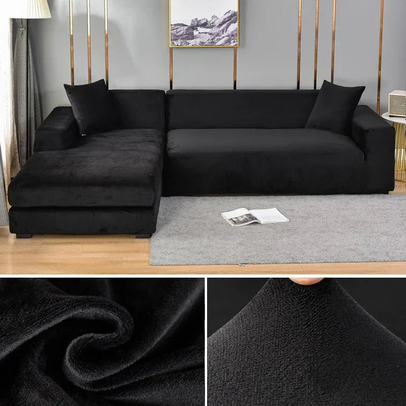 Stretch Velvet Sofa Cover with Luxury Finish - Sofina-Black-1 Zit (90-140CM)-State of Style