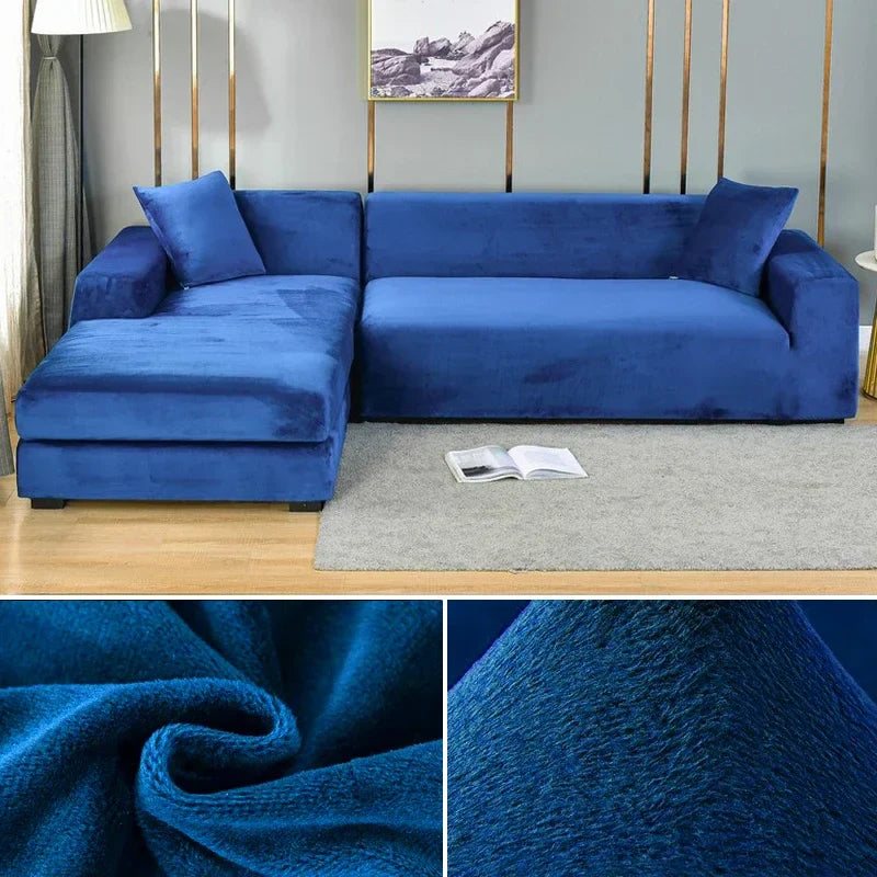 Stretch Velvet Sofa Cover with Luxury Finish - Sofina-Blue-1 Zit (90-140CM)-State of Style