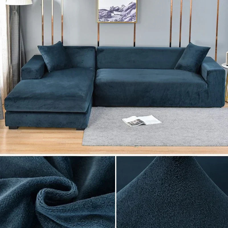 Stretch Velvet Sofa Cover with Luxury Finish - Sofina-Dark blue-1 Zit (90-140CM)-State of Style