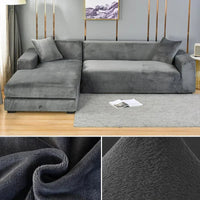 Stretch Velvet Sofa Cover with Luxury Finish - Sofina-Dark grey-1 Zit (90-140CM)-State of Style