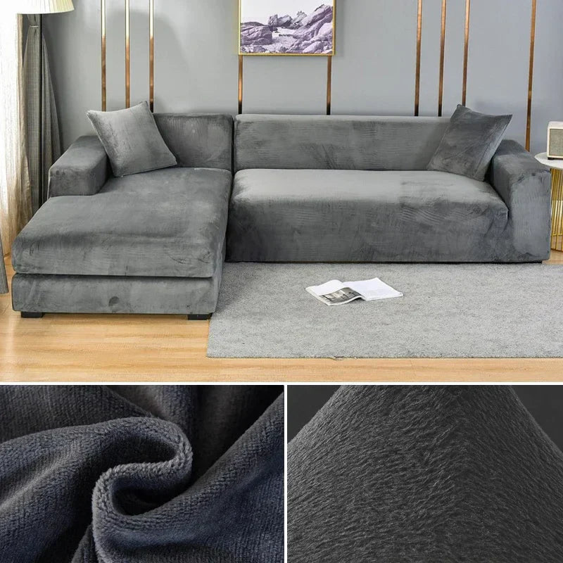 Stretch Velvet Sofa Cover with Luxury Finish - Sofina-Dark grey-1 Zit (90-140CM)-State of Style