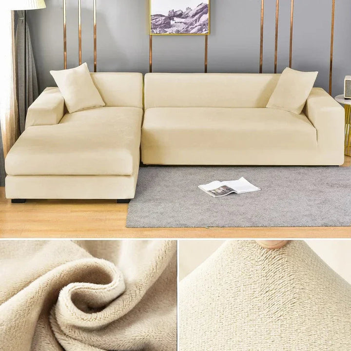 Stretch Velvet Sofa Cover with Luxury Finish - Sofina-Ivory-1 Zit (90-140CM)-State of Style