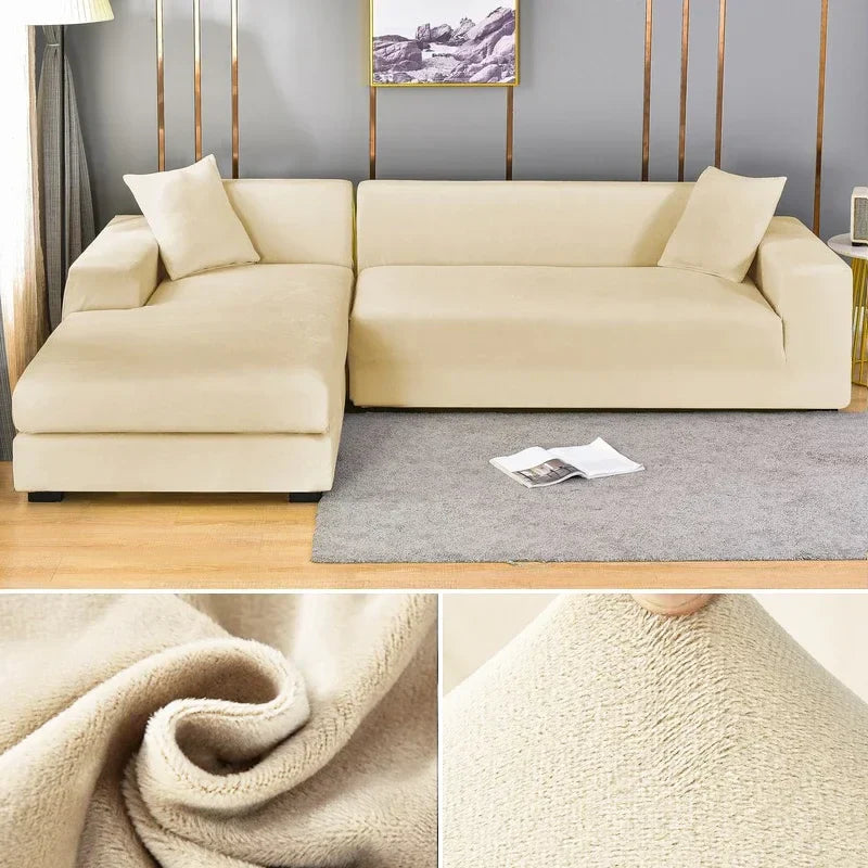 Stretch Velvet Sofa Cover with Luxury Finish - Sofina-Ivory-1 Zit (90-140CM)-State of Style