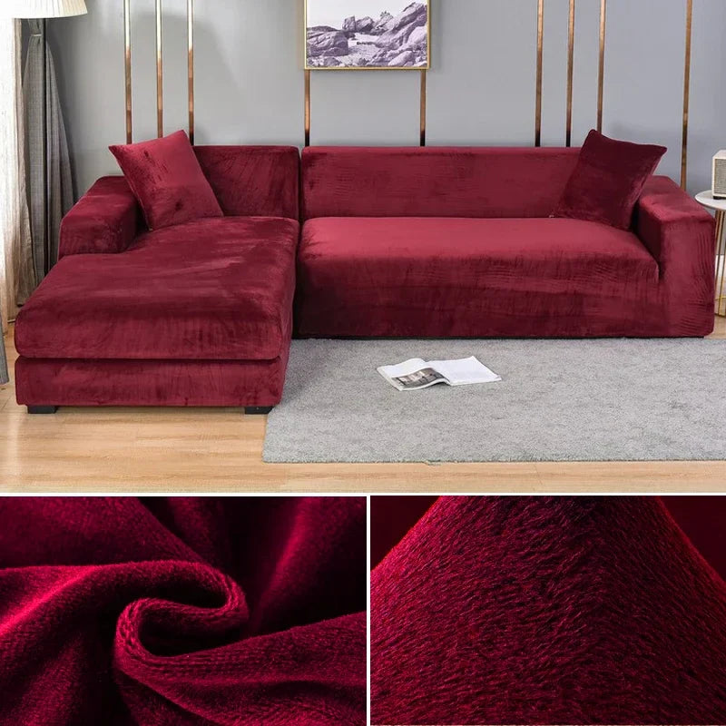 Stretch Velvet Sofa Cover with Luxury Finish - Sofina-Red-1 Zit (90-140CM)-State of Style