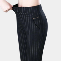 Stretchable Ladies' Trousers for Optimal Comfort - Mira-Black stripes-M-State of Style
