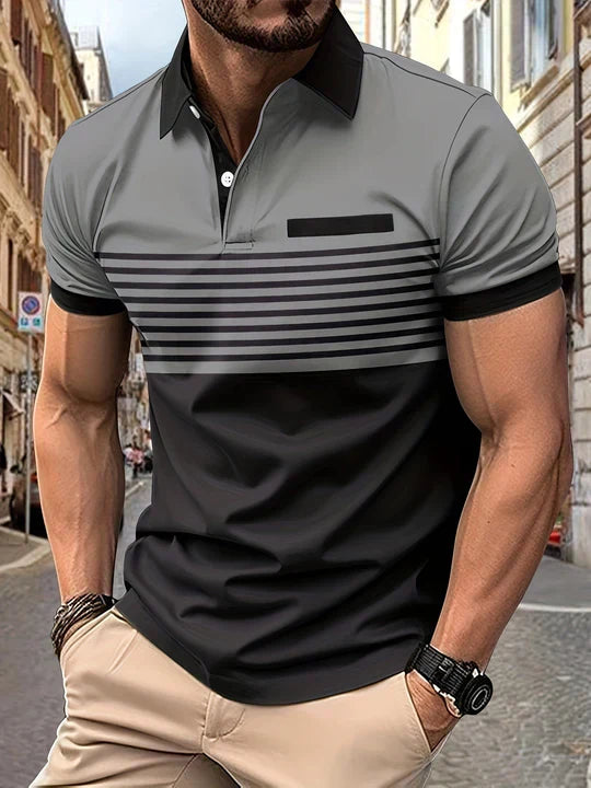 Striped summer polo shirt for men – Damian-Gray-XS-State of Style