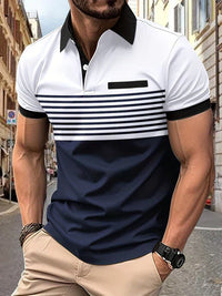 Striped summer polo shirt for men – Damian-White-XS-State of Style