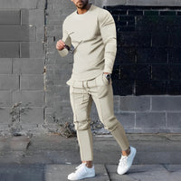 Stylish 2-Piece Men's Outfit - UrbanEase-Beige-S-State of Style