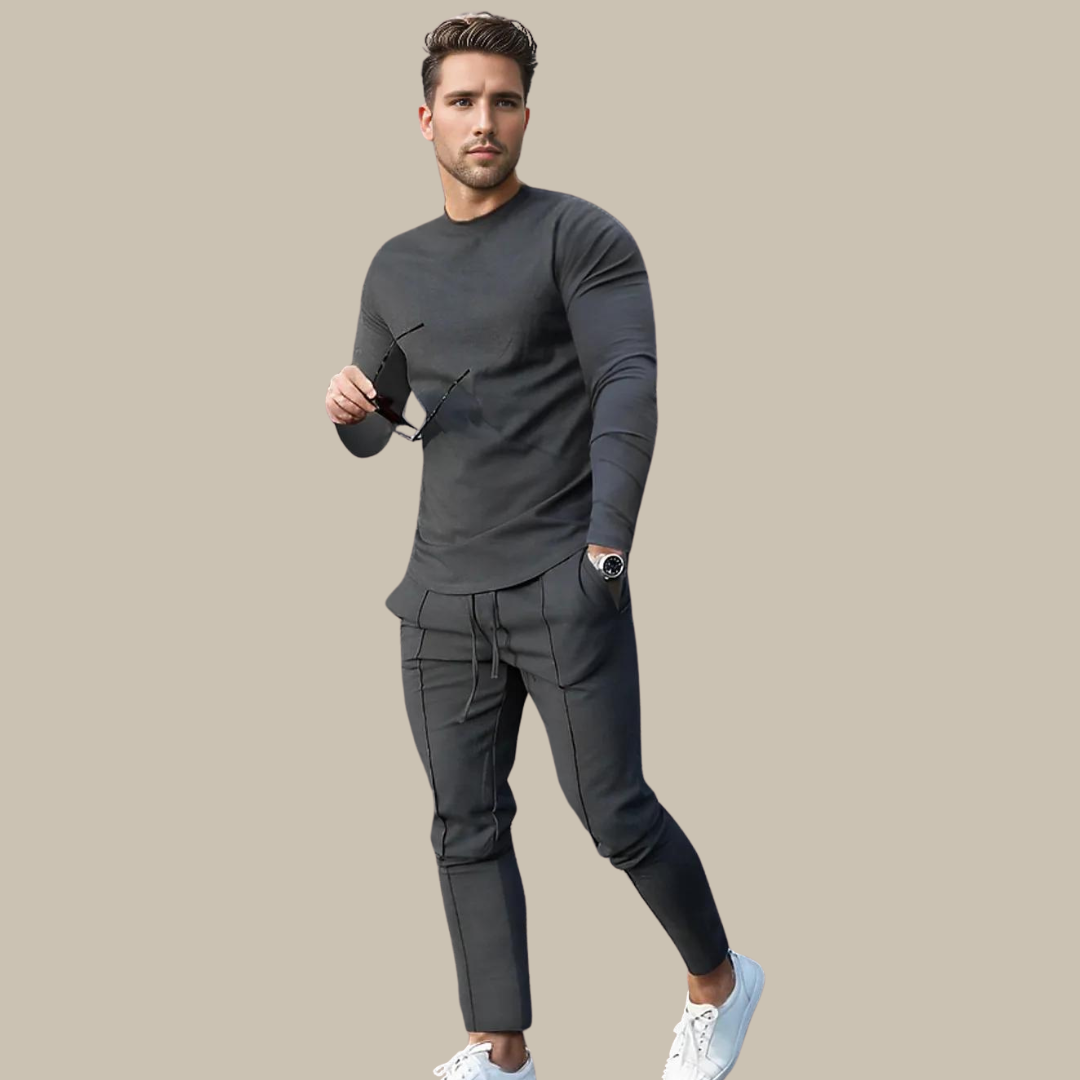 Stylish 2-Piece Men's Outfit - UrbanEase-Black-S-State of Style