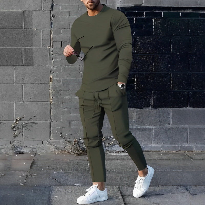 Stylish 2-piece Men's Outfit - UrbanEase-Olive Green-S-State of Style