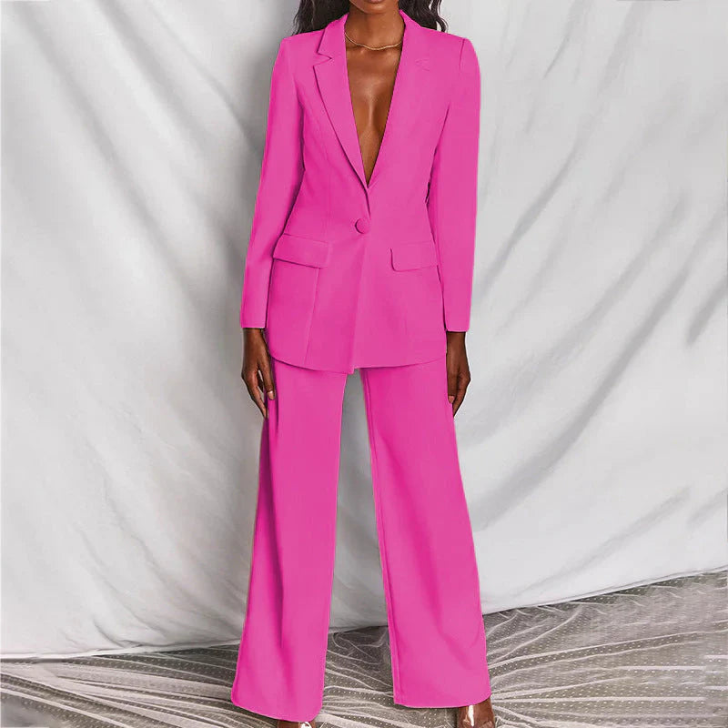 Stylish 2-Piece Women's Suit - Eveline-Pink-S-State of Style