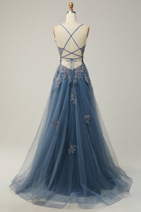 Stylish A-line Evening Dress with Spaghetti Straps and Lace-up Closure - Julia-Dark Green-AU 4-State of Style