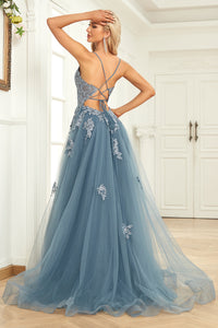 Stylish A-line Evening Dress with Spaghetti Straps and Lace-up Closure - Julia-Dark Green-AU 4-State of Style