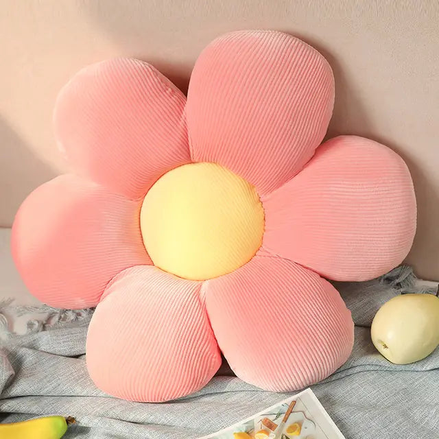 Stylish and Comfortable Flower-Shaped Cushion - Floral Bliss-Pink-Yellow-45X45cm-State of Style