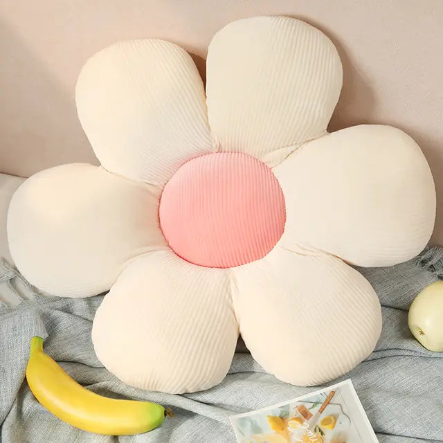 Stylish and Comfortable Flower-Shaped Cushion - Floral Bliss-White-Pink-45X45cm-State of Style