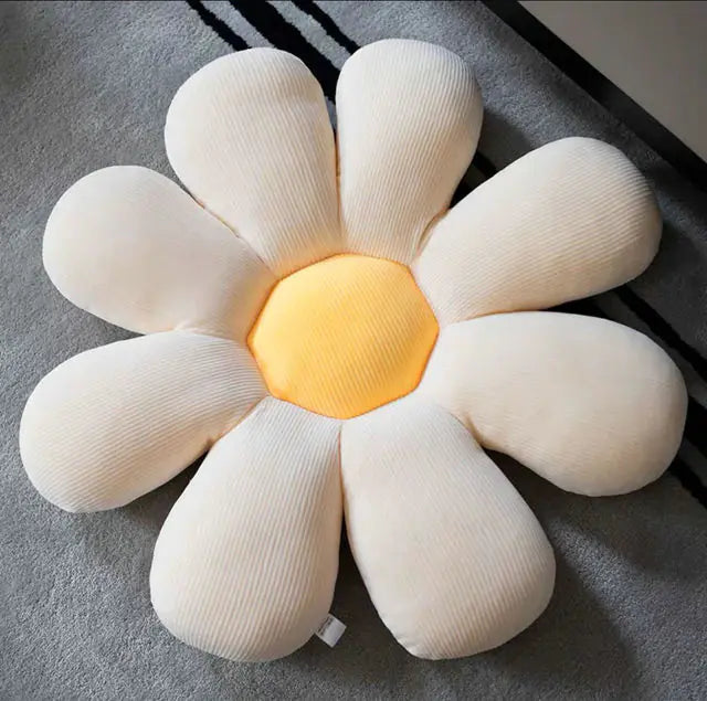 Stylish and Comfortable Flower-Shaped Cushion - Floral Bliss-White-Yellow 2-35X35cm-State of Style