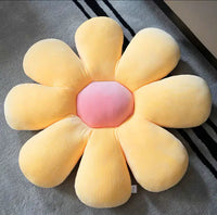 Stylish and Comfortable Flower-Shaped Cushion - Floral Bliss-Yellow-Pink-55X55cm-State of Style