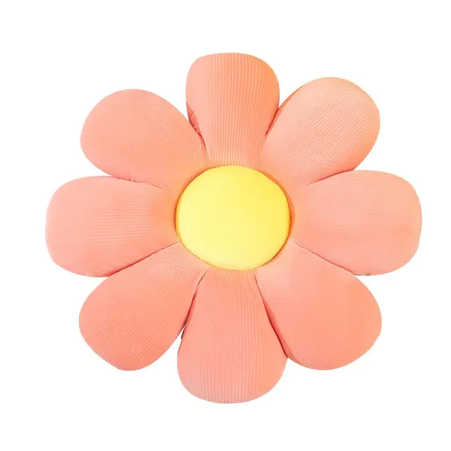 Stylish and Comfortable Flower-Shaped Cushion - Floral Bliss-Yellow-Pink-55X55cm-State of Style