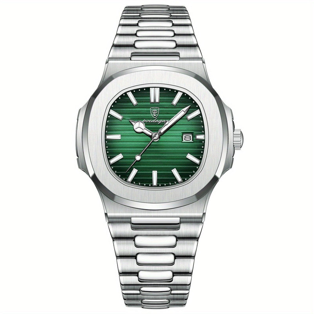Stylish and Durable Men's Watch - ValorLuxe-Silver/Green-State of Style