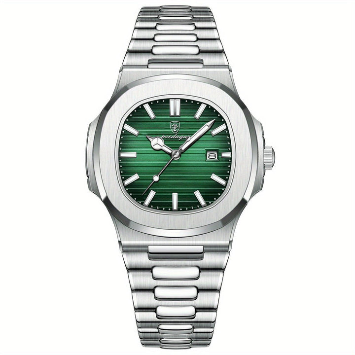 Stylish and Durable Men's Watch - ValorLuxe-Silver/Green-State of Style