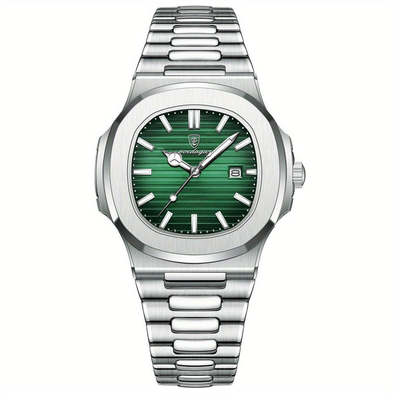 Stylish and Durable Men's Watch - ValorLuxe-Silver/Green-State of Style