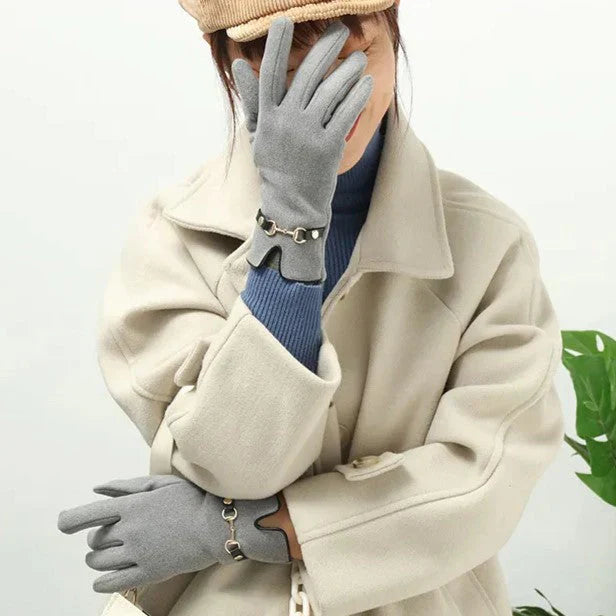 Stylish Autumn and Winter Gloves for Women - Amelia-Khaki-State of Style