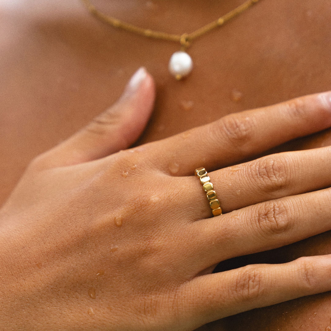 Stylish Beaded Ring - Elina-5-Gold-State of Style