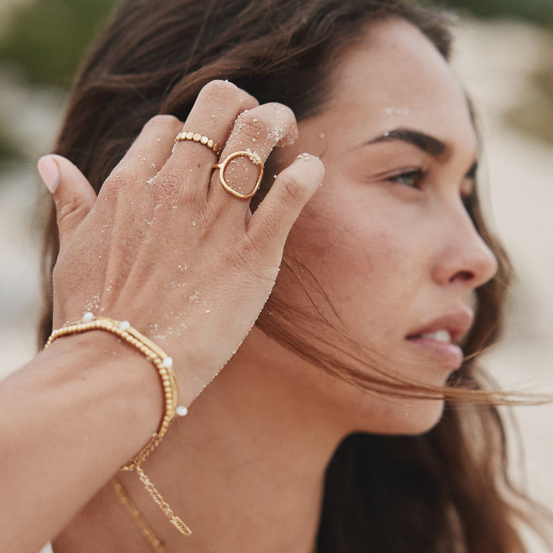 Stylish Beaded Ring - Elina-5-Gold-State of Style