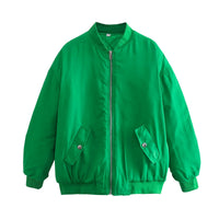 Stylish Bergère Zip-Up Jacket for Women-Green-S-State of Style