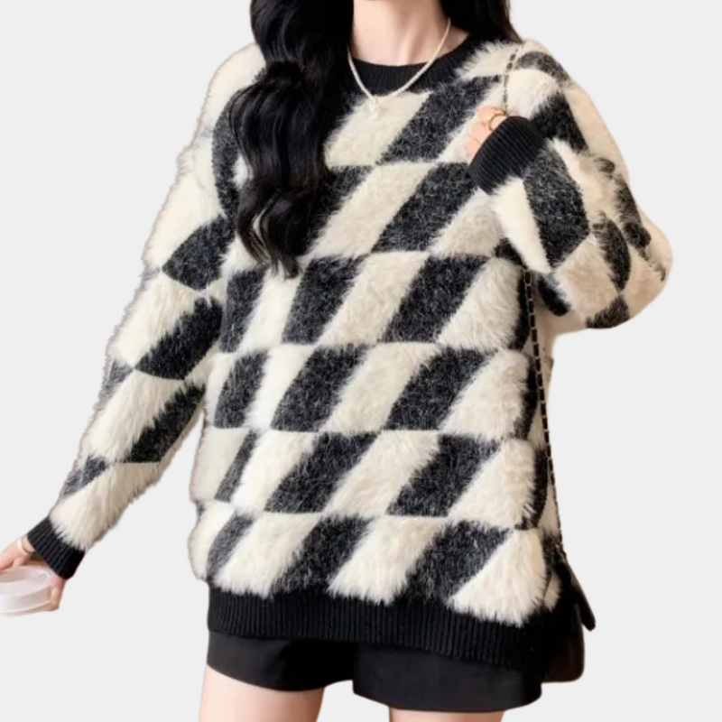 Stylish Black-White Women's Sweater - Odette-State of Style