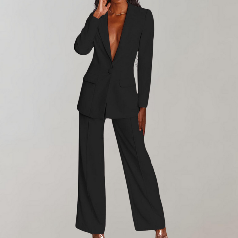 Stylish Blazer and Trouser Set - Elena-Black-S-State of Style